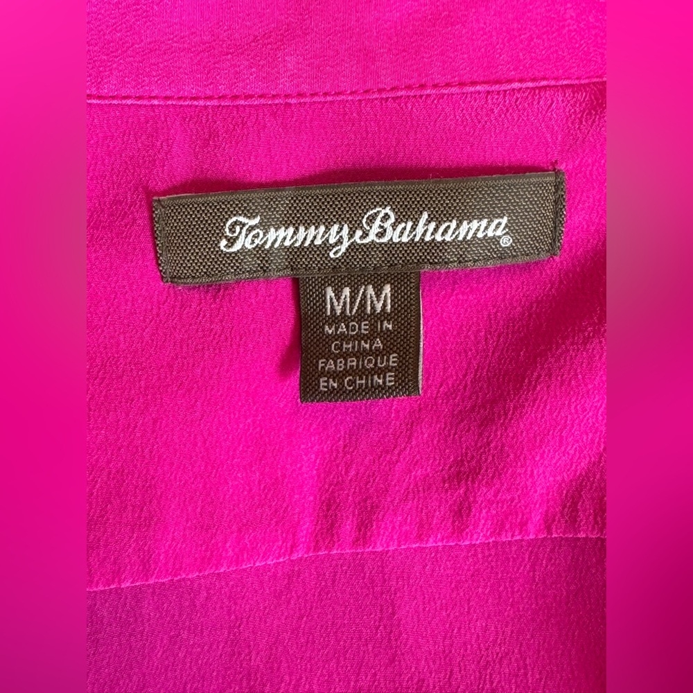 Tommy Bahama Fuchsia Silk adjustable sleeve button down Shirt M - Picture 7 of 8